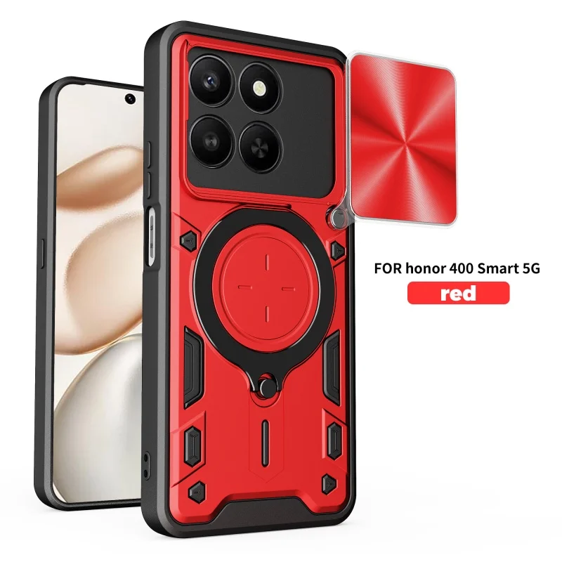 Enhanced Armor 5G Phone Case with Magnetic Car Holder and Slide Lens Protection