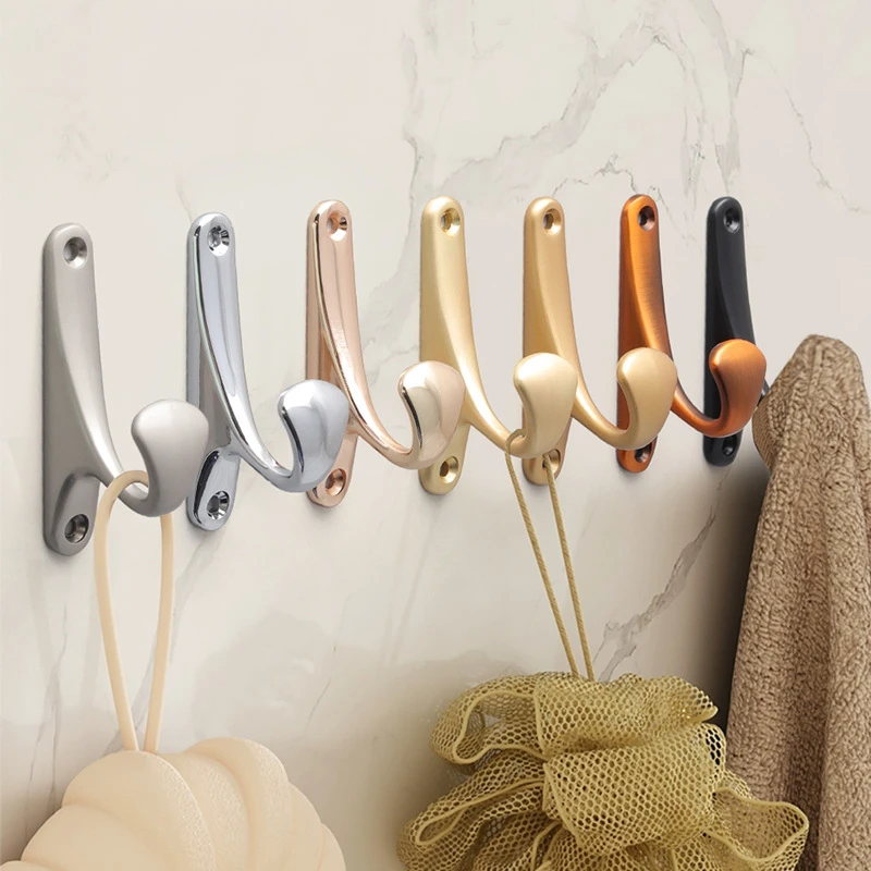 Aluminum Alloy Clothes Hanger Wall Hooks Kitchen Room Cloth Towel Rack Coat Hat Hanger Keys Creative Hook Furniture Hardware