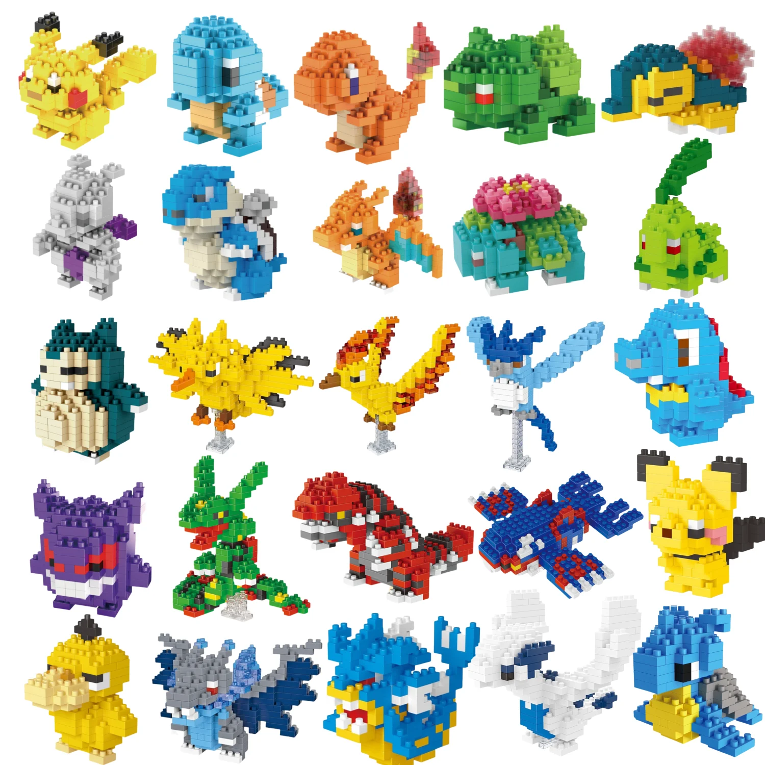 NO BOX Pokemon Small Building Pokemon Nanoblock Cartoon Pikachu Education Game Graphics Pokemon Toys For Kids Birthday