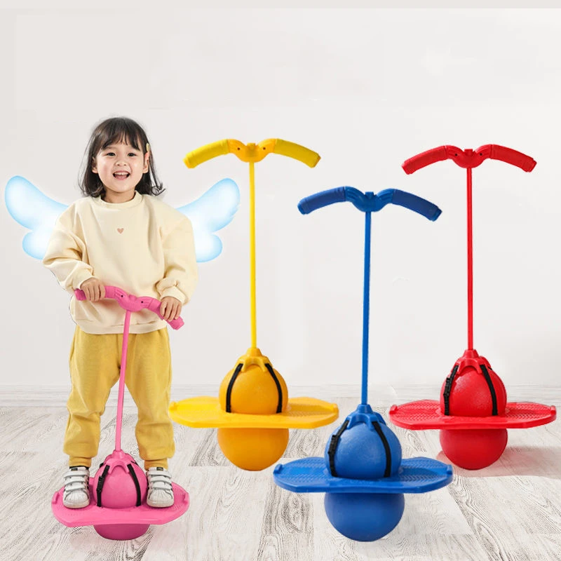 Bouncing Ball with Handle and Pump Balance Platform Bouncy Jump Pogo Ball for Kids Playground