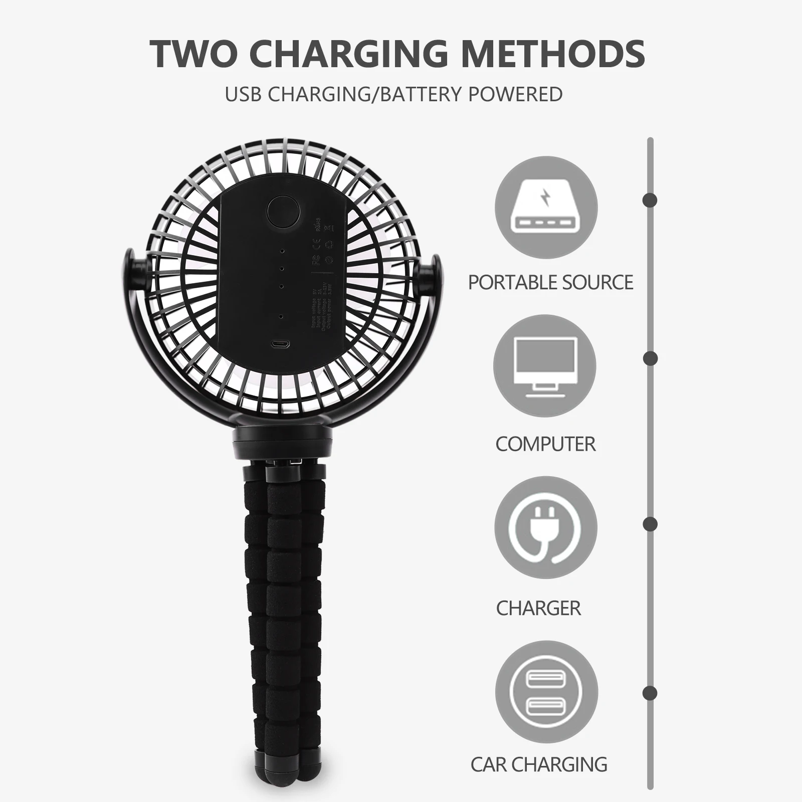 Portable Rechargeable Stroller Fan with 3 Speeds