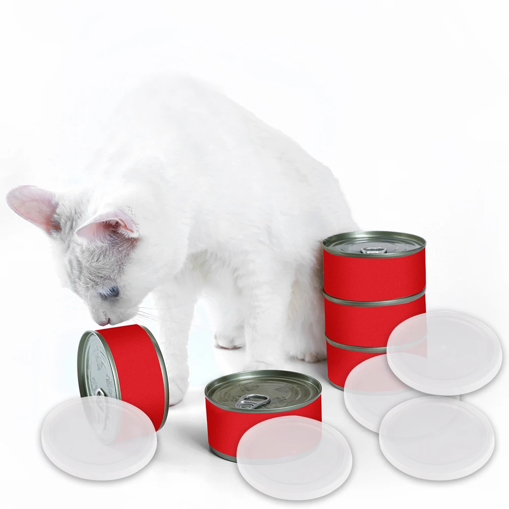 Food Cover Fresh Keeping Cover Preservation Cover 5Pcs Portable Dog Cat Canned Lid Reusable Plastic Food Storage Keep Fresh Tin Cover Cans Household Pet Supplies