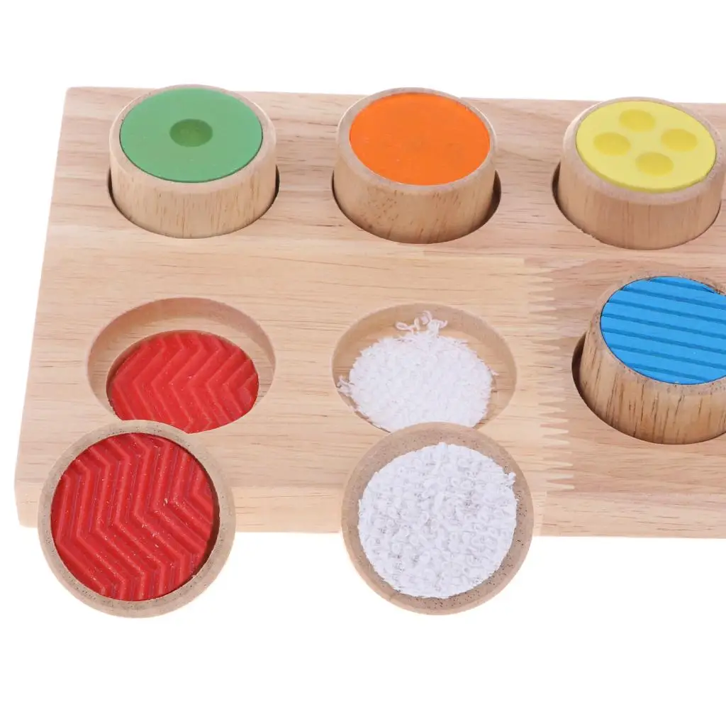 다채로운 색상의 나무 촉각 매칭 보드 감각 발달 몬테소리 세트 (3세 어린이 학습 활동용)