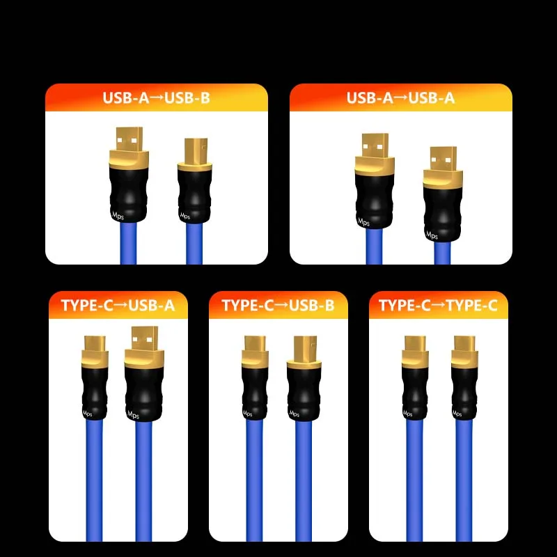 MPS HD-400 USB  ̺ CD ڴ DAC  ȣ 99.9999%, OCC + OCC ǹ ,  , USB A to B/C to A/C to B 2.0