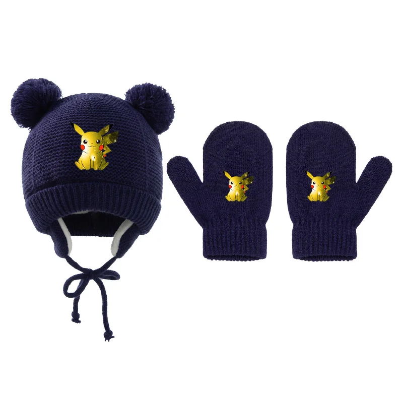 

[TAKARA TOMY] Pokemon Pikachu Cute Winter Children's Gloves and Hat 2-8 Years Old Kids' Earflaps Warm Gloves and Hats A22101706
