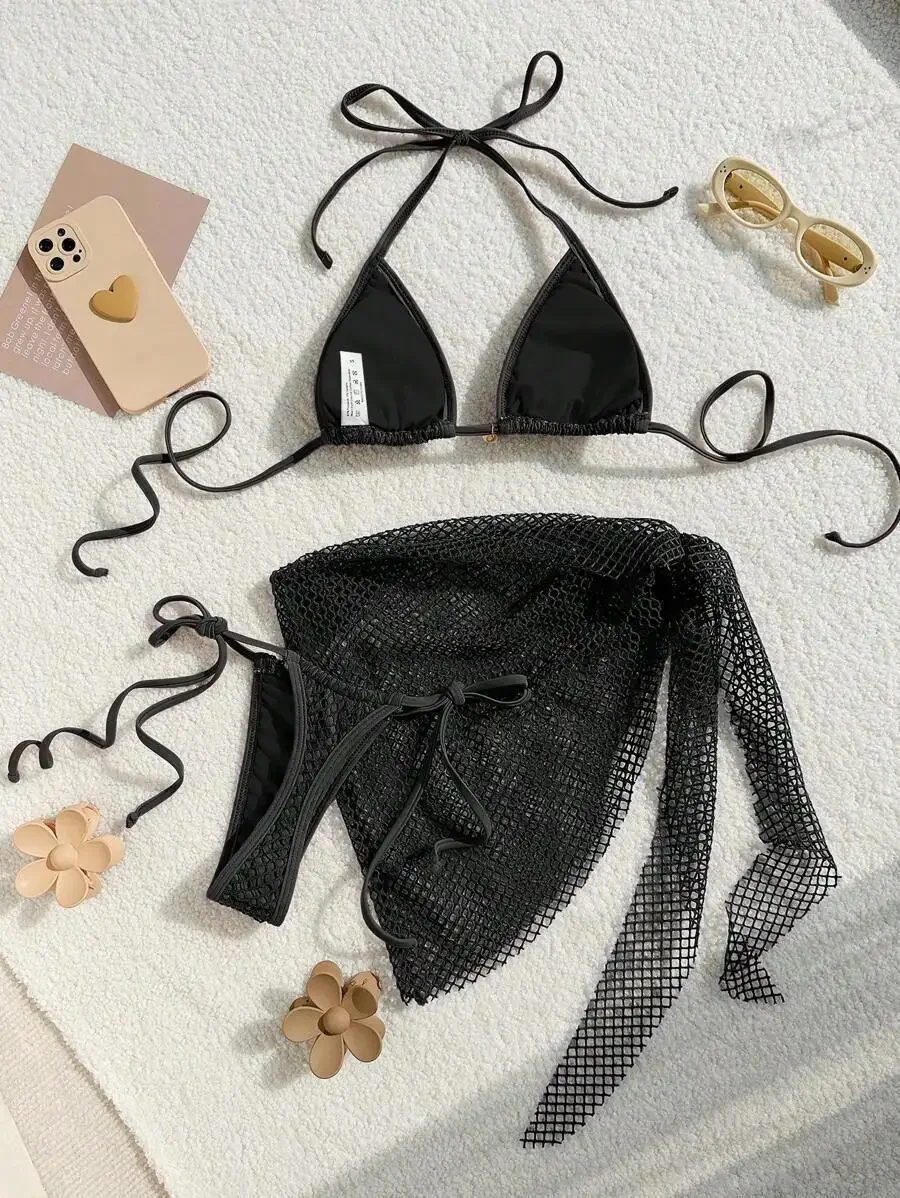 Three-Piece Womens Bikini Set - Sexy Beach Swimsuit for Pool Sun