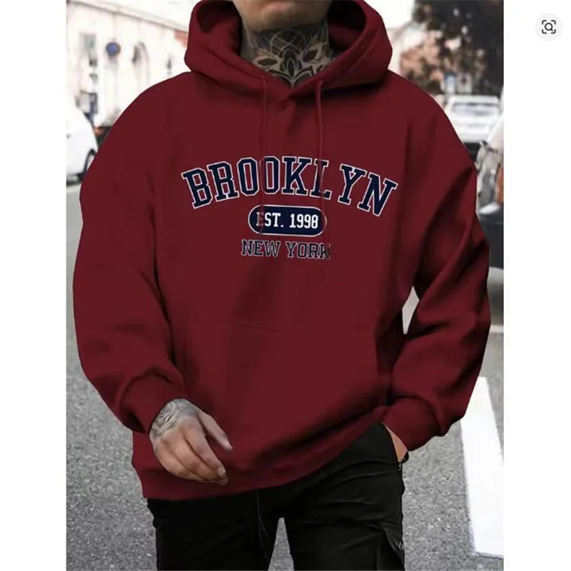 Brooklyn Est 1998 New York Printing Men Hoodies Harajuku Crewneck Hoodie Fashion Oversize Hoody Autumn Comfortable Tracksuit
