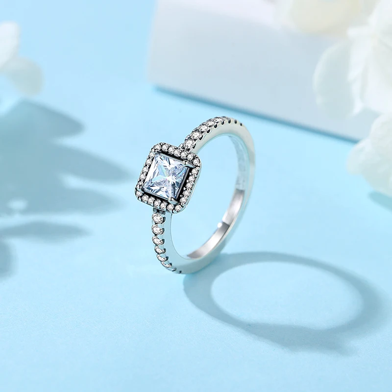 Anelli originali in argento sterling 925 per le donne Corona di cristalli Anello di fidanzamento in oro rosa Anello impilabile per matrimonio Regalo d'amore - immagine 2
