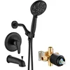 2025   Bathroom Shower Head Kit High    Spray Shower Trim Kit Valve Included Shower Head and Handle Set Matte Black 2