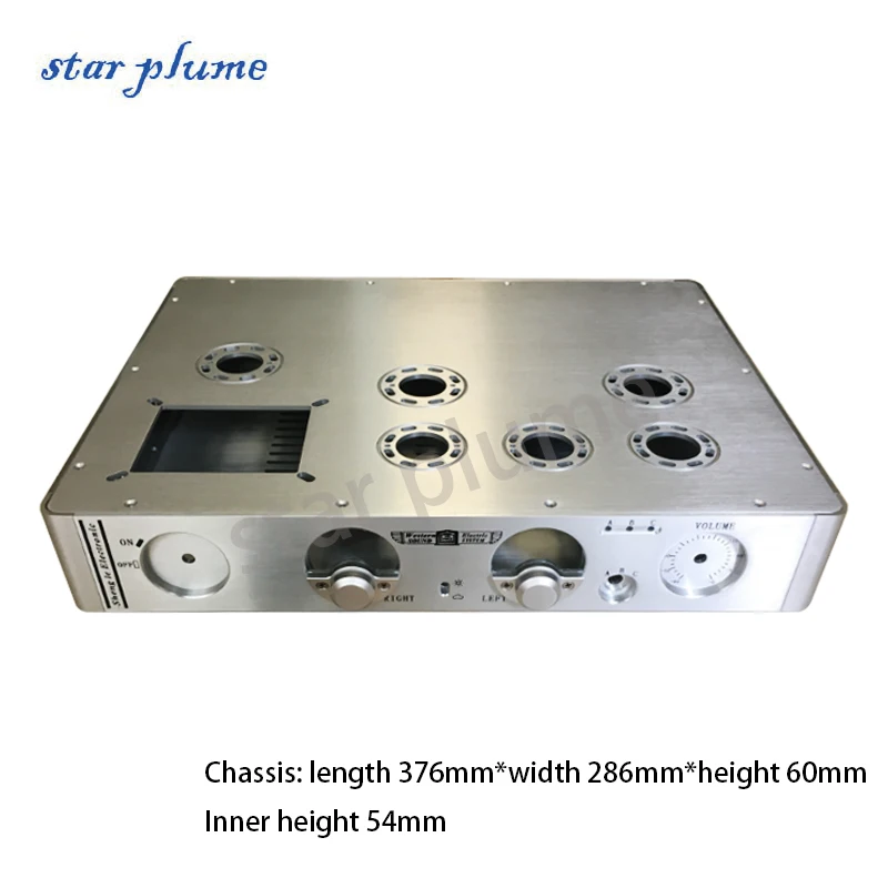 (376*286*60mm)All-aluminum Power Amplifier Case VU Meter Preamplifier 300B/KT88/EL34 Vacuum Tube Amplifier Chassis Shell DIY Box