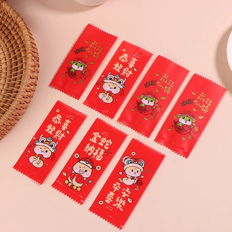 200Pcs Chinese New Year DIY Snowflake Crispy Nougat Packaging Baking Cookie Candy Sealed Bags Party Decoration