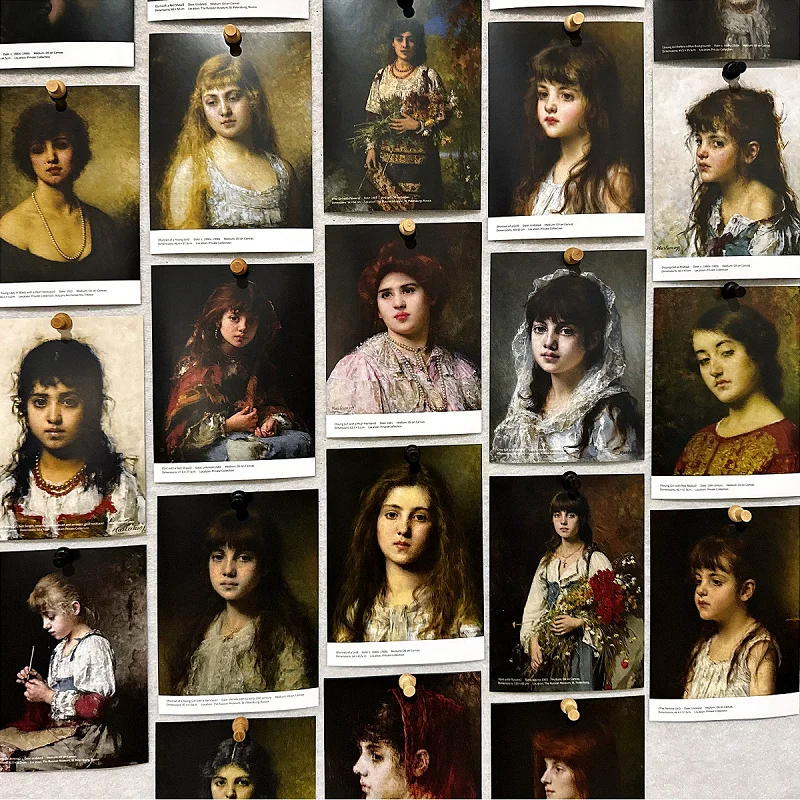 30PCS Alexei Harlamoff 유화 엽서 세트 - 러시아 예술 초상화 인사말 카드 클래식 아트워크 메시지 카드