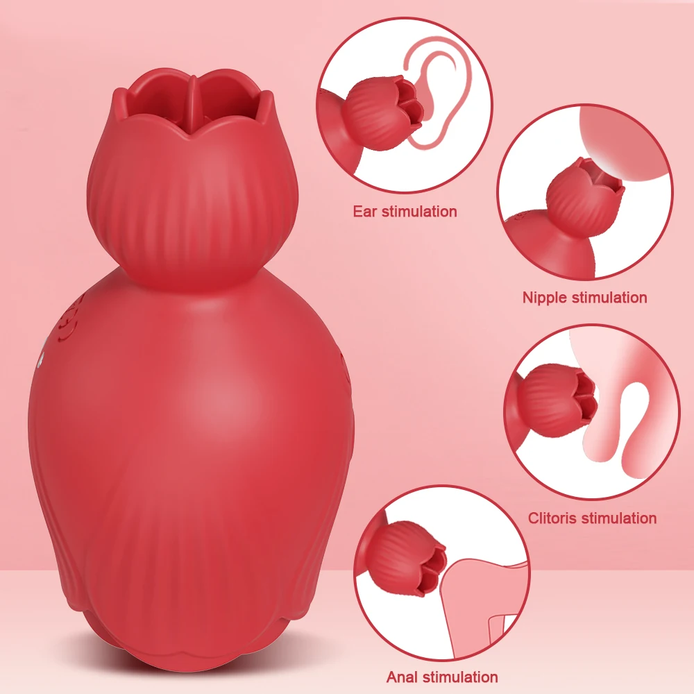 Rose-Sucking Tongue Licking Vibrator For Women Clitoris Stimulator Oral Nipple Vacuum Clit Sucker Female Sex Toys For Adults clit sucker vibrator,female sex toy