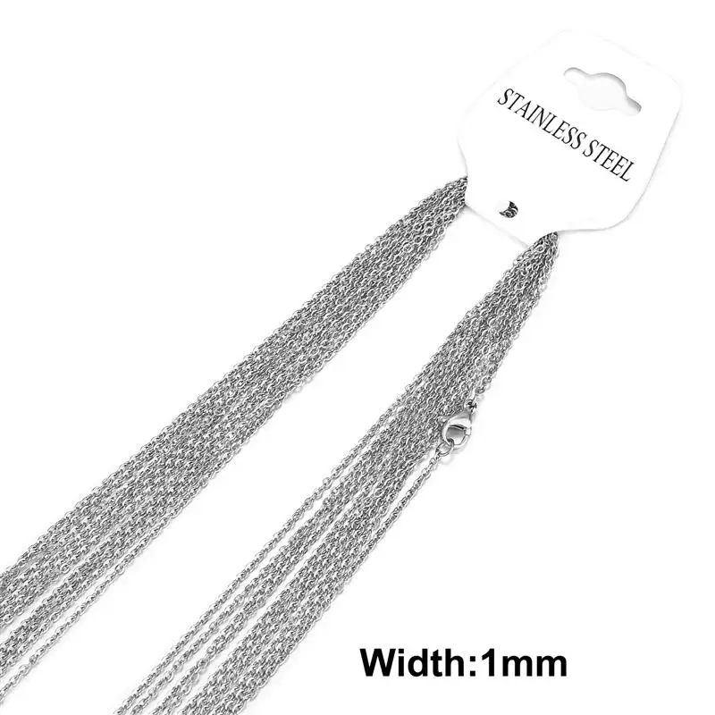 Gold Stainless Steel Cuban Link Necklace Chains - Set of 10