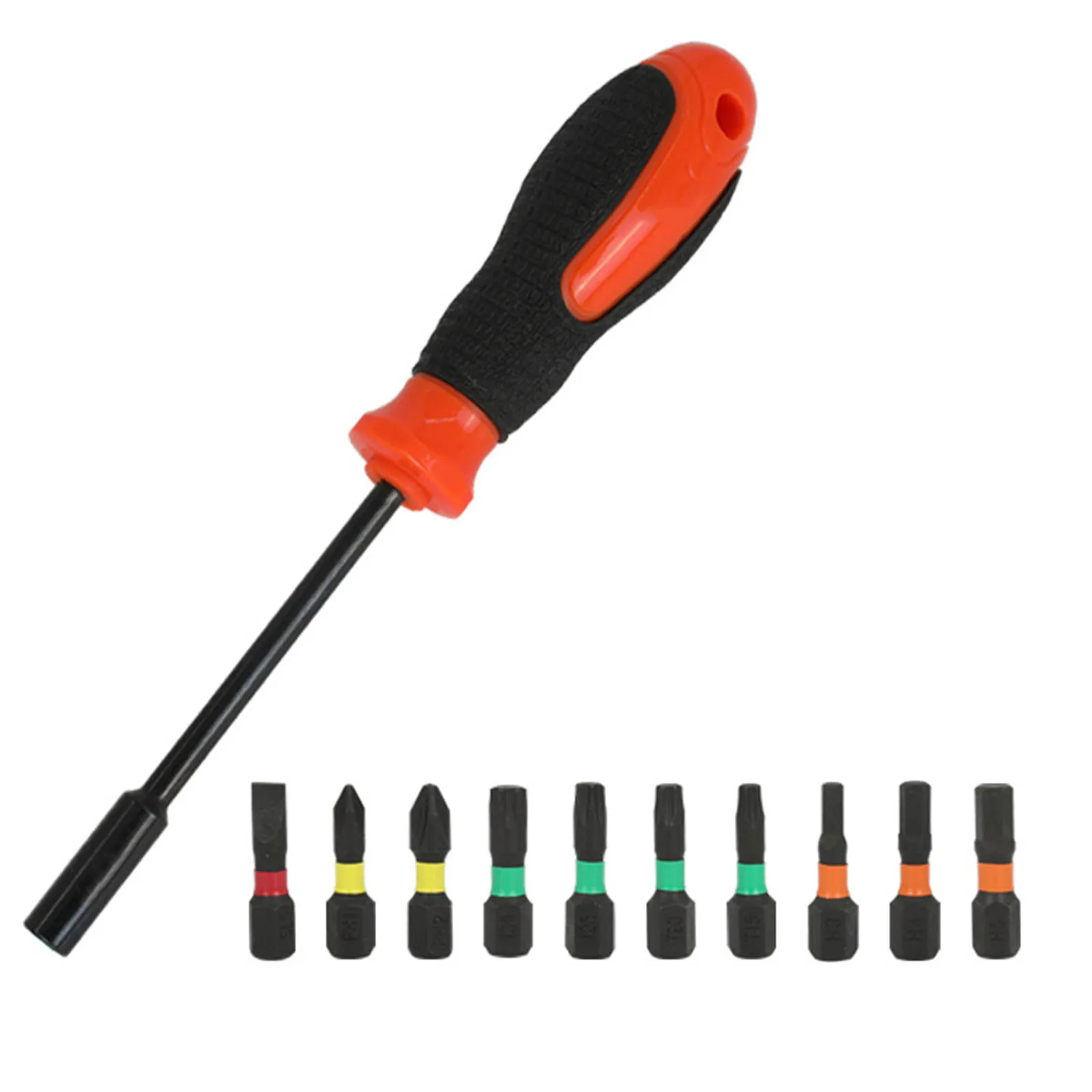 

11Pcs Cross Screwdriver Adapter Hex Set With Handle PH1 PH2 H3 H4 H5 SL5 T15 T20 T25 T30 For Various Types Screws Electric Tool