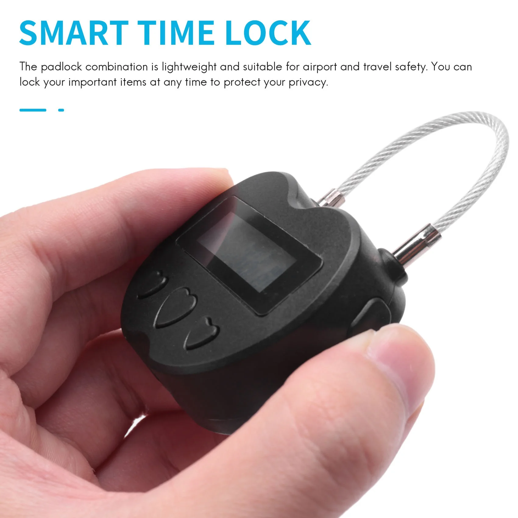 Smart Time Lock LCD Display Time Lock USB Rechargeable Temporary Timer Padlock Travel Electronic Timer Black smart time lock