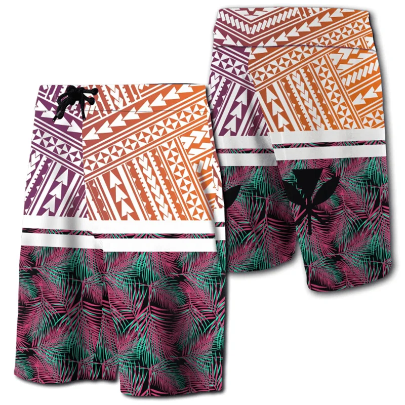 2024 Men Beach Shorts Hawaii Summer Tropical Polynesian Kanaka Women Board Shorts 3D Print Swim Trunks Ropa Hombre Short Pants 3