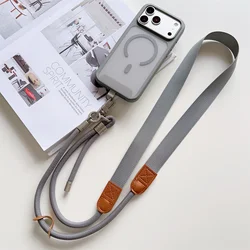 Crossbody Magnetic Strap Phone Case with Lanyard and Shock - Absorbing Protection - iPhone 14 Plus (Gray)