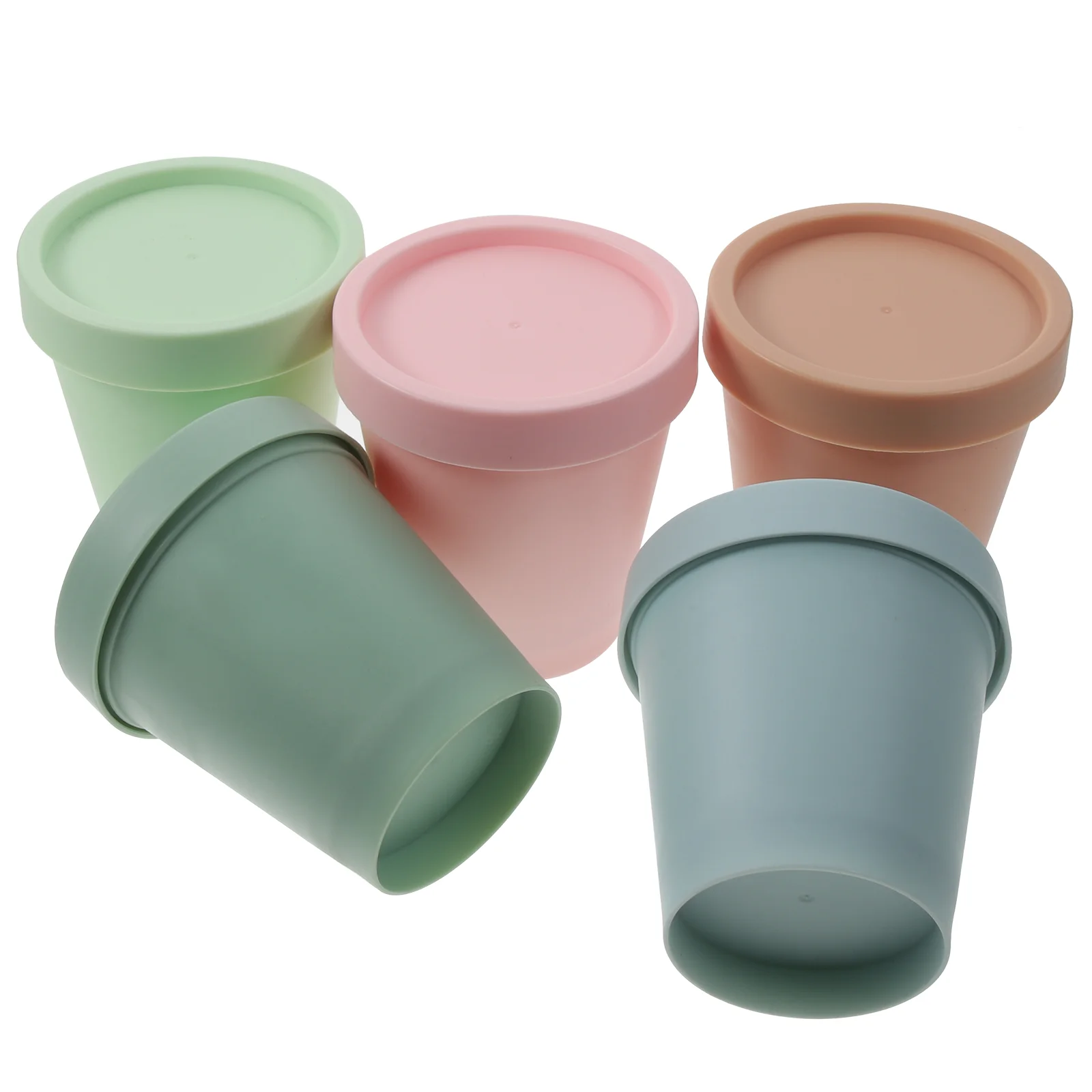 

5 Pcs Storage Barrel Souffle Cups Container Dessert Containers Popsicle with Lid Pp Yogurt Lids