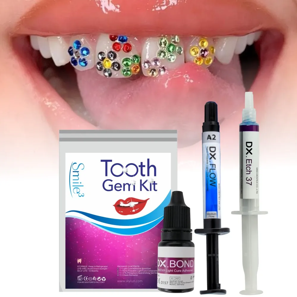 Tooth Gem with Curing Light and Glue Crystals Teethjewelry Tiktok Diamonds  Kit