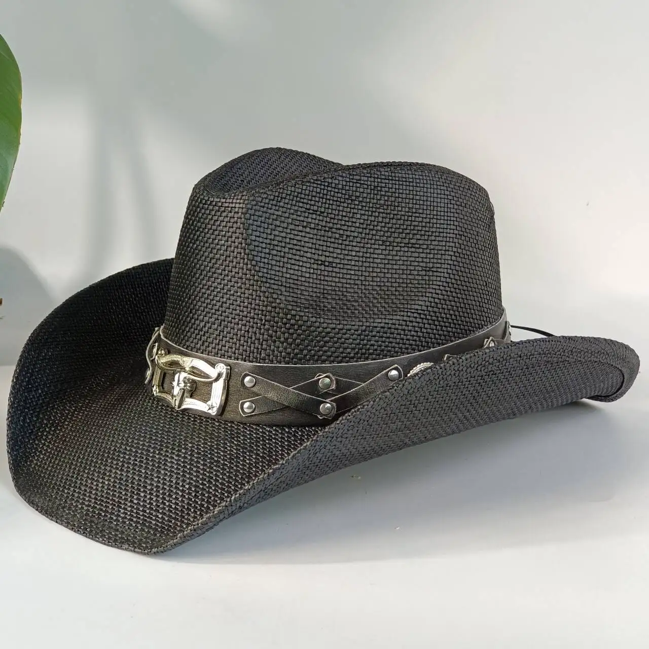 Western-Cowboy-Strohhut mit Stickerei und Accessoires, Unisex, geeignet für Rodeo-Auftritte und Cowgirl-Kleidung, Gorro Cowboy – Detail 15