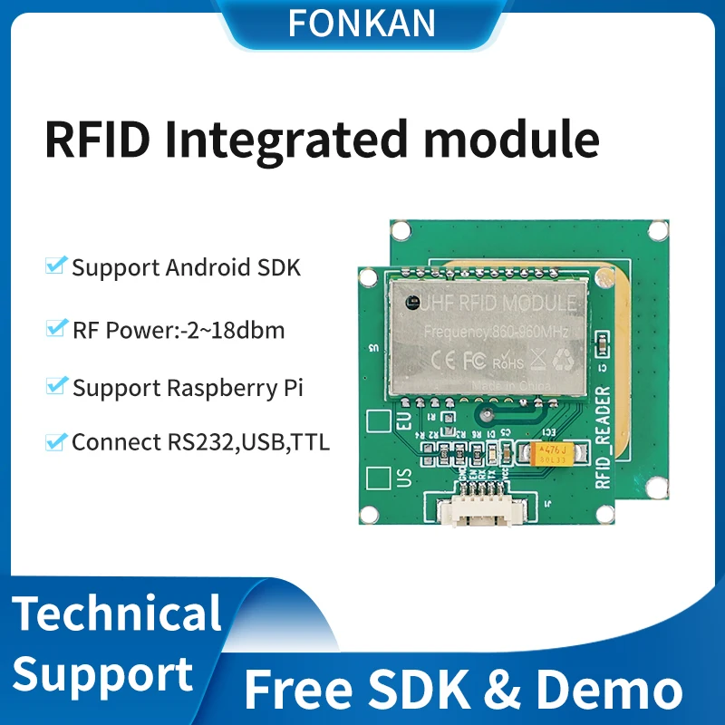 

Mini UHF RFID Module Embedded Systems 1dbi UHF RFID Reader module with ceramic antenna Integrated RFID Module Reader