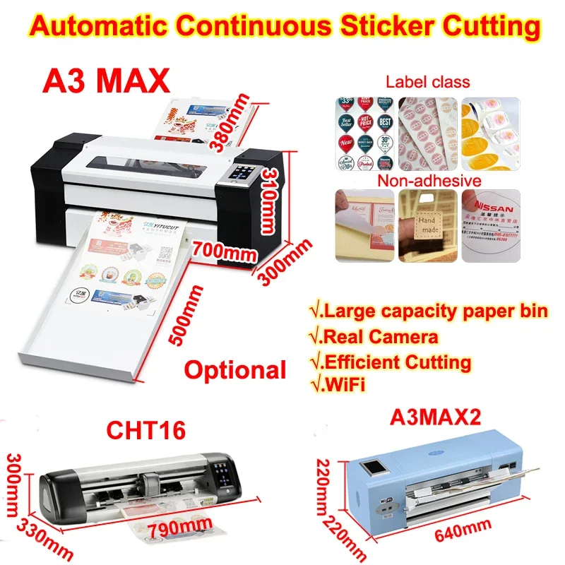

A3 MAX Automatic Continuous Paper Feeding 330/350mm CHT16 Sticker Cutting Plotter Camera Profile Die Cutting Machine USB Port