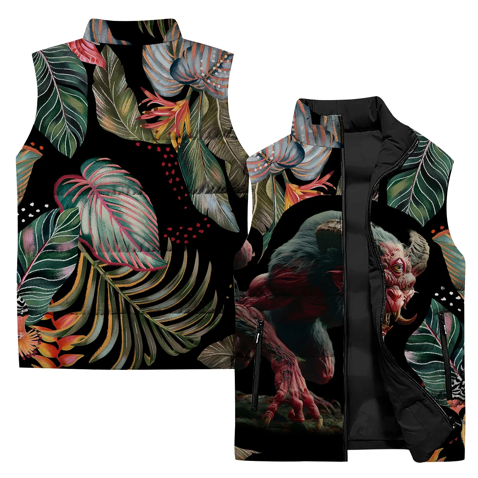 thumbnail image 1 of Ropa de hombre con protección contra el frío y el calor Chaquetas de invierno para hombre con estampado de monstruos a la moda Chalecos a prueba de viento y frío con estampados personalizados de moda, 1 of 5