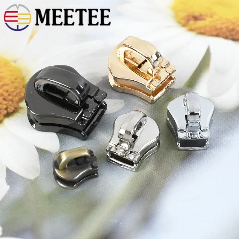 Zipper Repair Kit Meetee 10/20Pcs 3# 5# 8# 10# Zipper Sliders for Metal Zippers Head Pull Zip Lock Bag Luggage Garment DIY