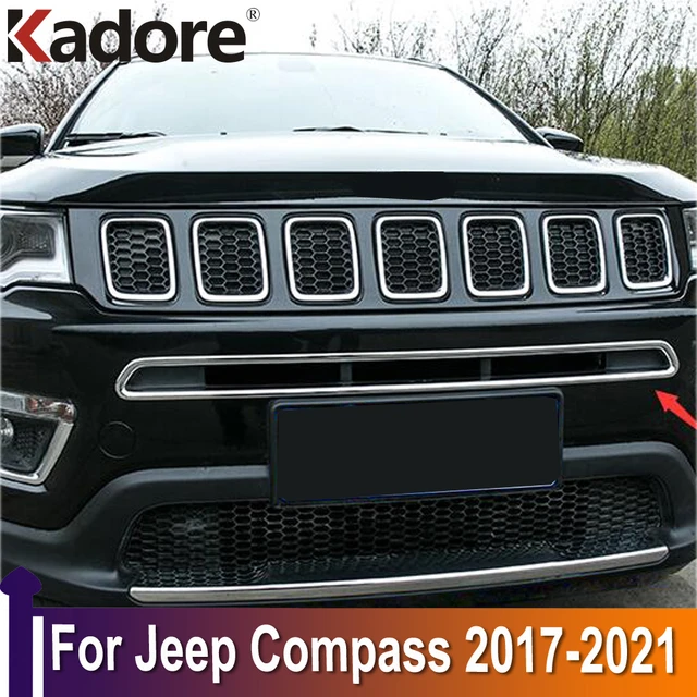 Für Jeep Kompass 2017-2019 2020 2021 ABS Chrom Auto Vordere Untere Grille  Abdeckung Zierleiste schmücken