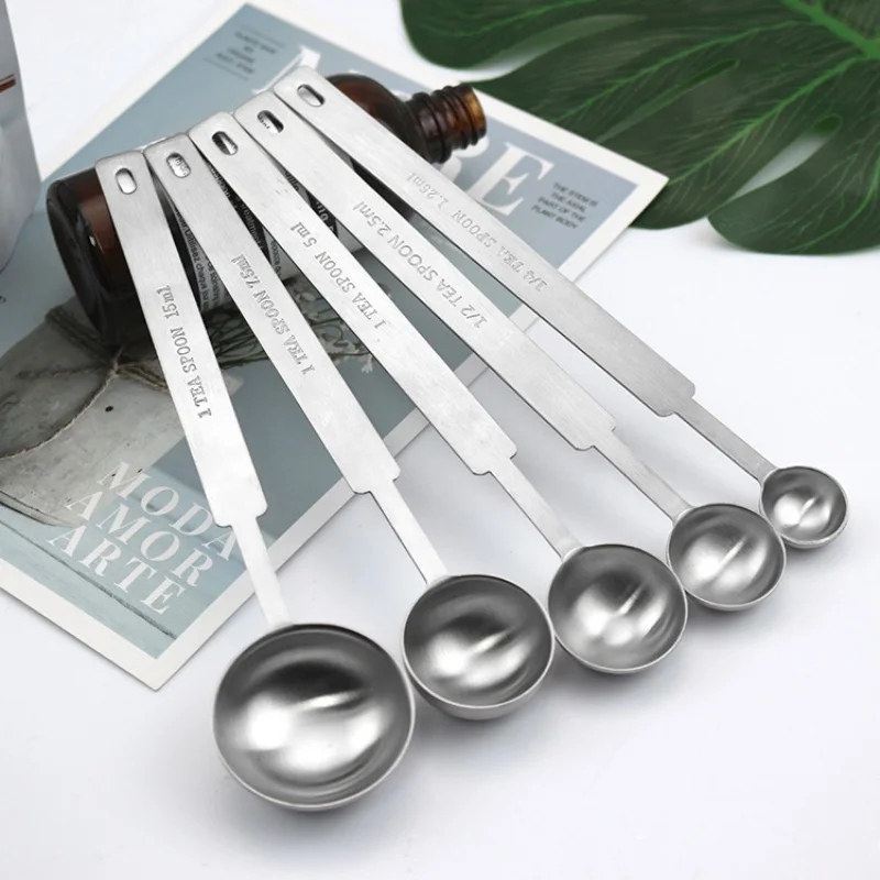 5Pc 2/2.7/3/4.4cm Stainless Steel durable Coffee Scoop Measuring Scoop Spoon Long Handle Metal Measure Spoon Coffee Tea Tools kitchen measuring spoons measuring spoon set electronic measuring spoon measuring cup and spoon set