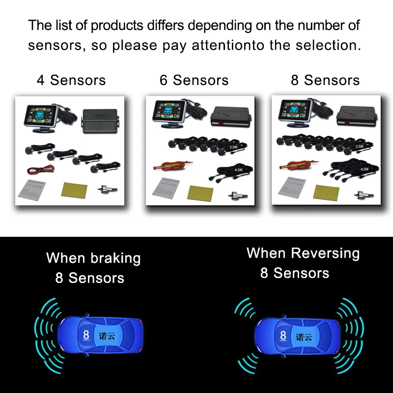 Parking sensor kit led parking sensor kit parking sensor car led parking sensor QXNY car reverse 4 6 8 parking sensors system for backup radar auto vehicle parktronic kit distance detection buzzer warn