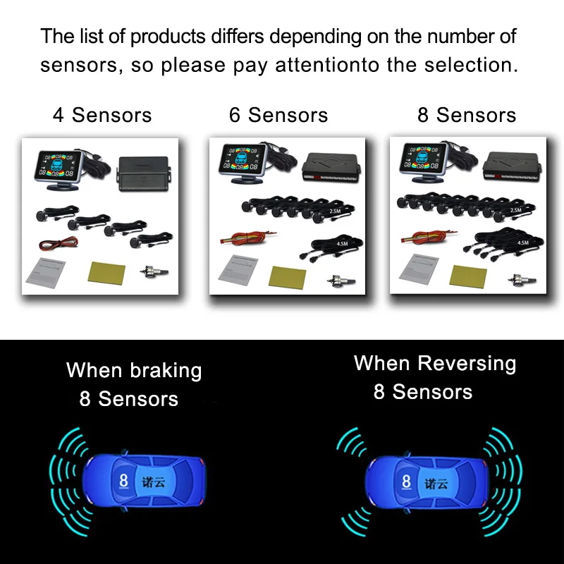 8 Sensores Sensor de aparcamiento Auto Reverse Asistencia  trasera Parque Radar Zumbador Alarma Kit Monitor Sistema Alarma Coche :  Electrónica