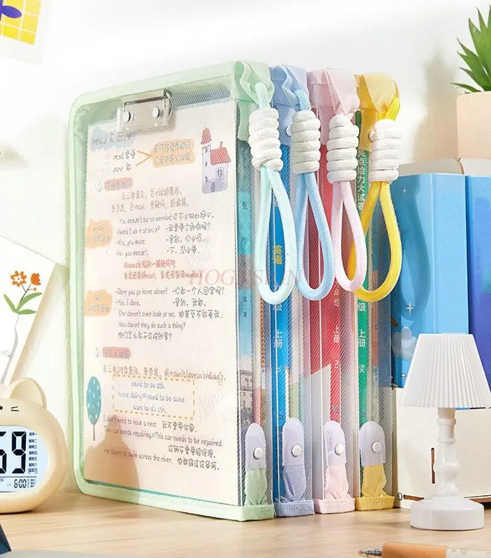 1pcs A4 투명 지퍼 파일 가방, 두꺼운 대형 오프닝 학생 도서 가방, 방수 시험 과외 가방