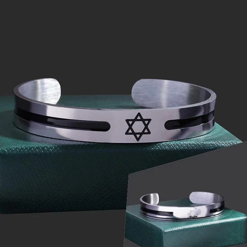 Salomone \ \'S Seal Star Of David Symbol Bracciale Aperto In Acciaio Inossidabile Da Uomo \ \'S Amuleto Judaism Stella Esagonale Gioielli Da Donna \ \