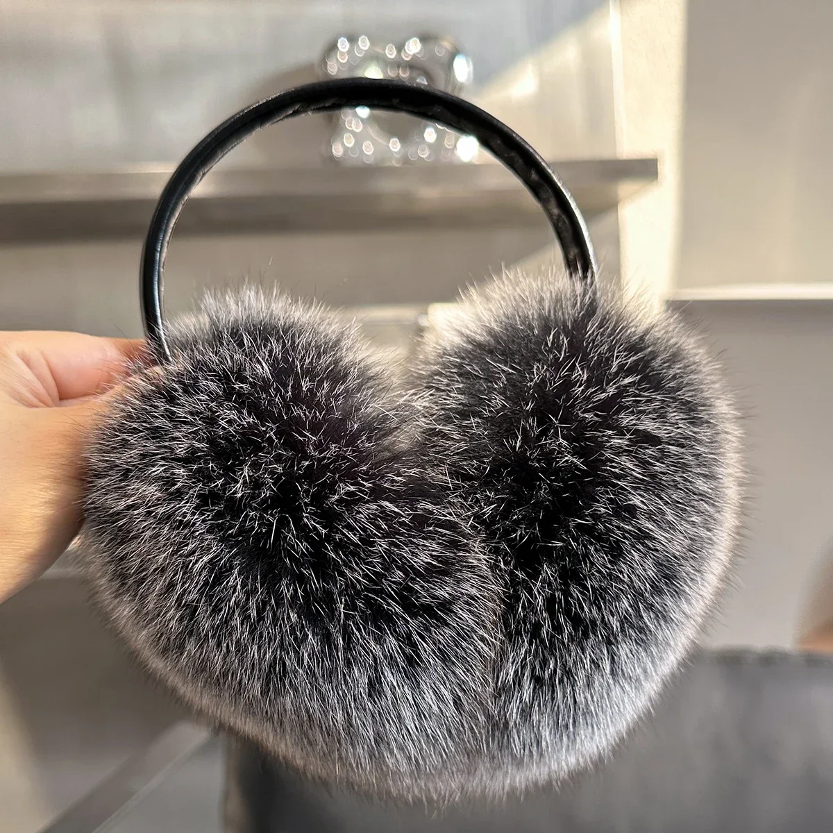 Real Fox Fur Earmuffs Natural Warm Fox Fur Earmuff Cute Oversized Fluffy Genuine Earmuffs Winter Ear Muffs