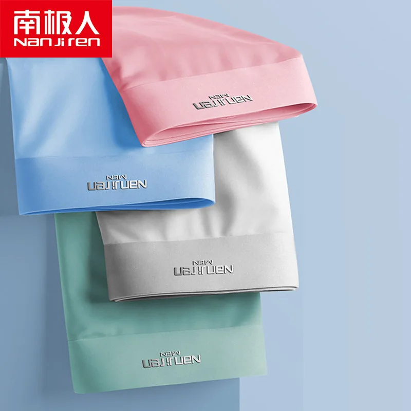 NANJIREN Underwear Panties Mens 4Pcslot Underwear Solid color Cotton Model Boxers Men Ventilate Plus Size Boxers 2