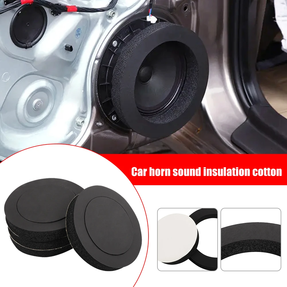 4Pc Universal 6.5" Car Door Speaker Insulation Ring Woofer Foam Wave Pad Sound Noise Soundproof Protective Car Pad Audio Speaker