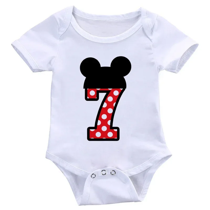 Baby Rompers Letter Bow Cute Mickey Minnie Number 1-9 Print Baby Boy Girl Clothes Children Funny Rompers Infant Jumpsuit Ropa Bebe Playsuit