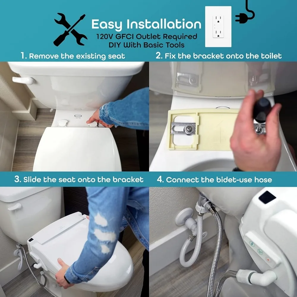 Smart Toilet with Heated Water, Wireless Remote, and Warm Air Dryer - Adjustable and Self-Cleaning - Multiple Wash Settings 5