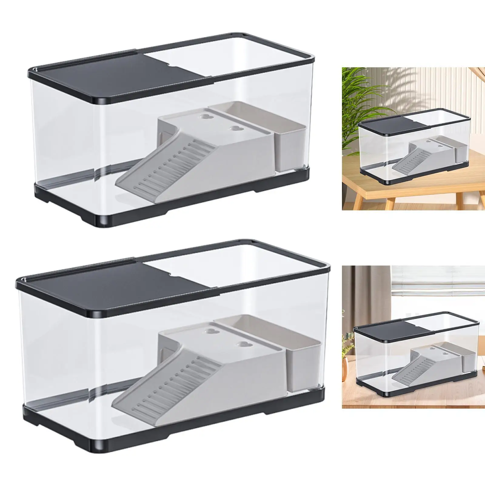 Turtle Tank Multifunction with Cover Sturdy Reptile Habitat with Basking for Frog Tortoises Leopard Amphibians Terrapin