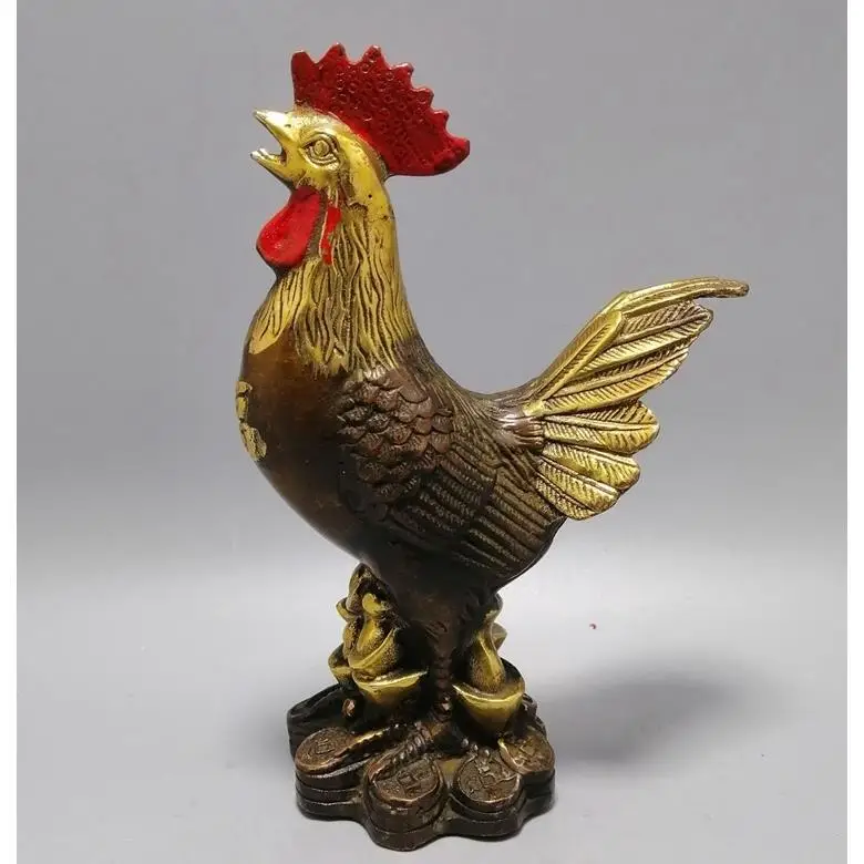 

Home decoration technology of antique bronze, pure copper and gold-plated tricolor rooster and zodiac chicken