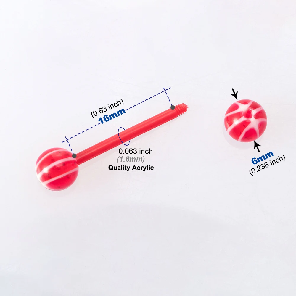 Flexible Tongue Rings 10/30/60pcs Acrylic Multi Color Barbells Random Color & Patterns Body Piercing Jewelry