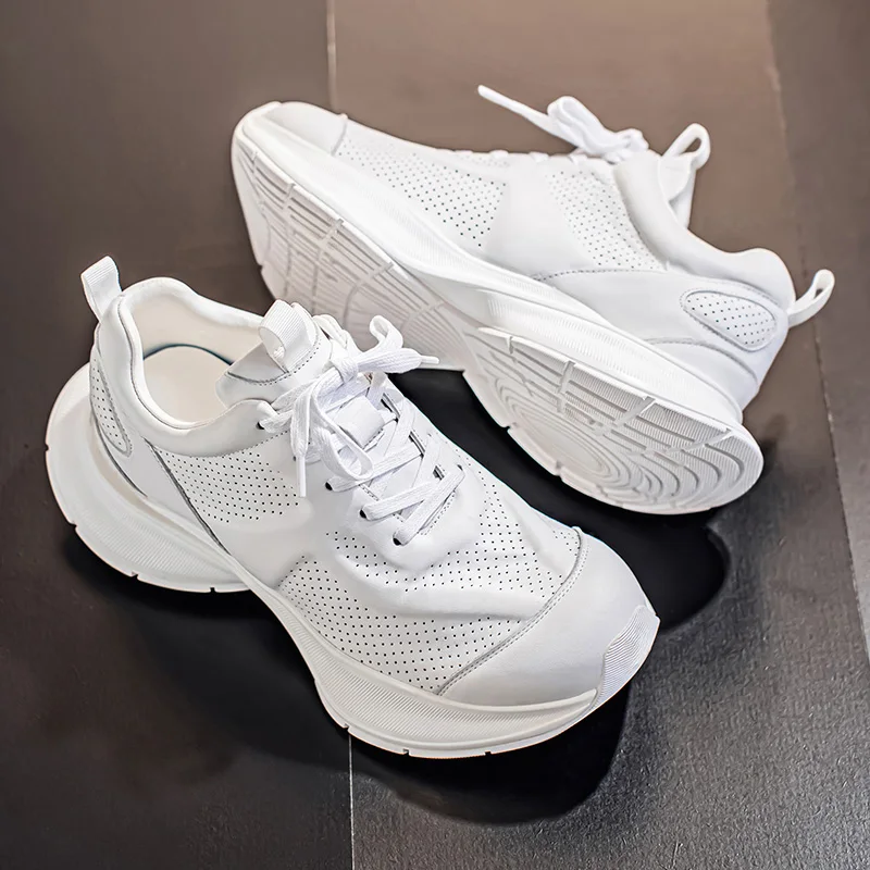 Men Vulcanized Shoes High Quality Casual Leather Men Shoes Hot Sale Trend Breathable Leisure Male Sneakers Non-slip Footwear - 3