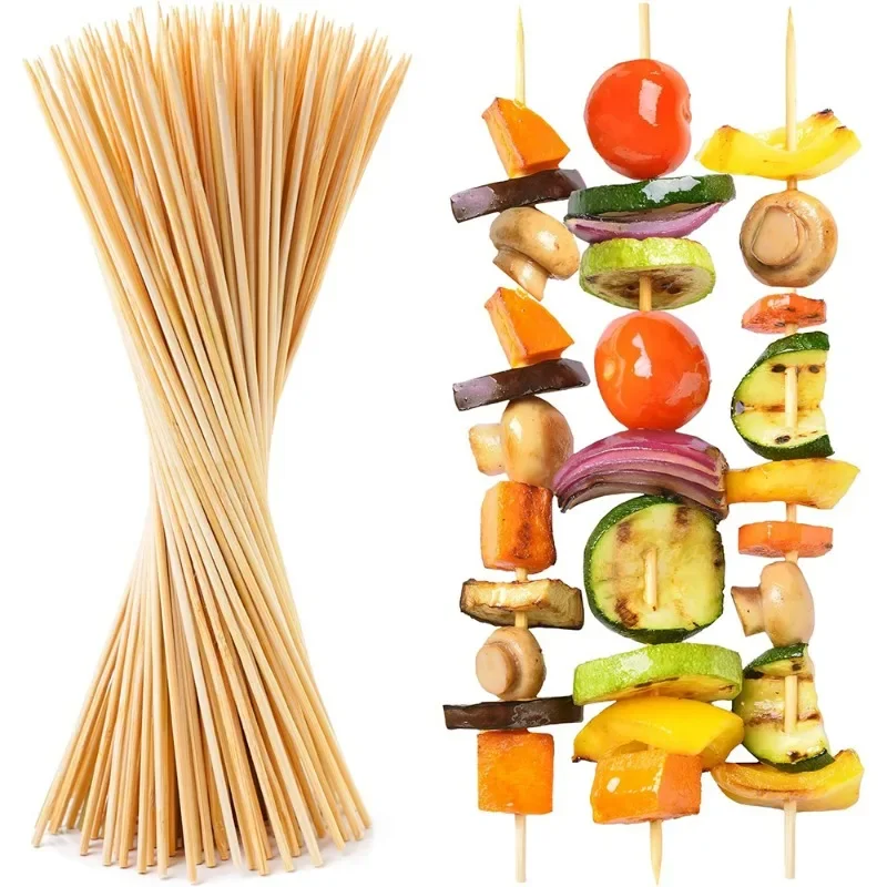 450/90PCS Bamboo Sticks For Barbecue Party Natural Wooden Disposable Long Skewer Stick Catering Camping BBQ Tools Accessories