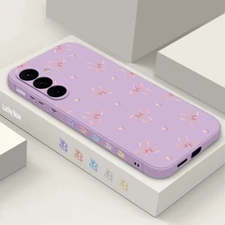 Pink Bow Print Soft Silicone Phone Case - Samsung S26Ultra (A729 Purple)