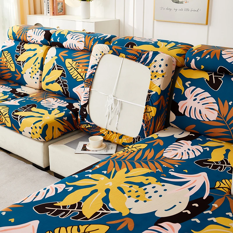 new floral printed stretch sofa seat cushion cover backrest cover protector for couch sofa cover L shape chaselong slipcovers 3