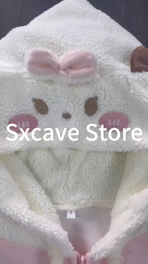 Винтажное свободное пальто Kawaii с длинными рукавами и капюшоном