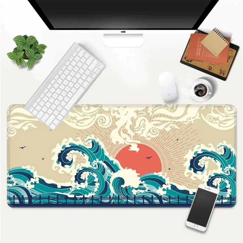 대형 게이밍 키보드 데스크 매트 XL 기하학적 아트 데스크 매트 PU 가죽 마우스 패드 마우스 패드 프린팅 패턴 사무용품 러그