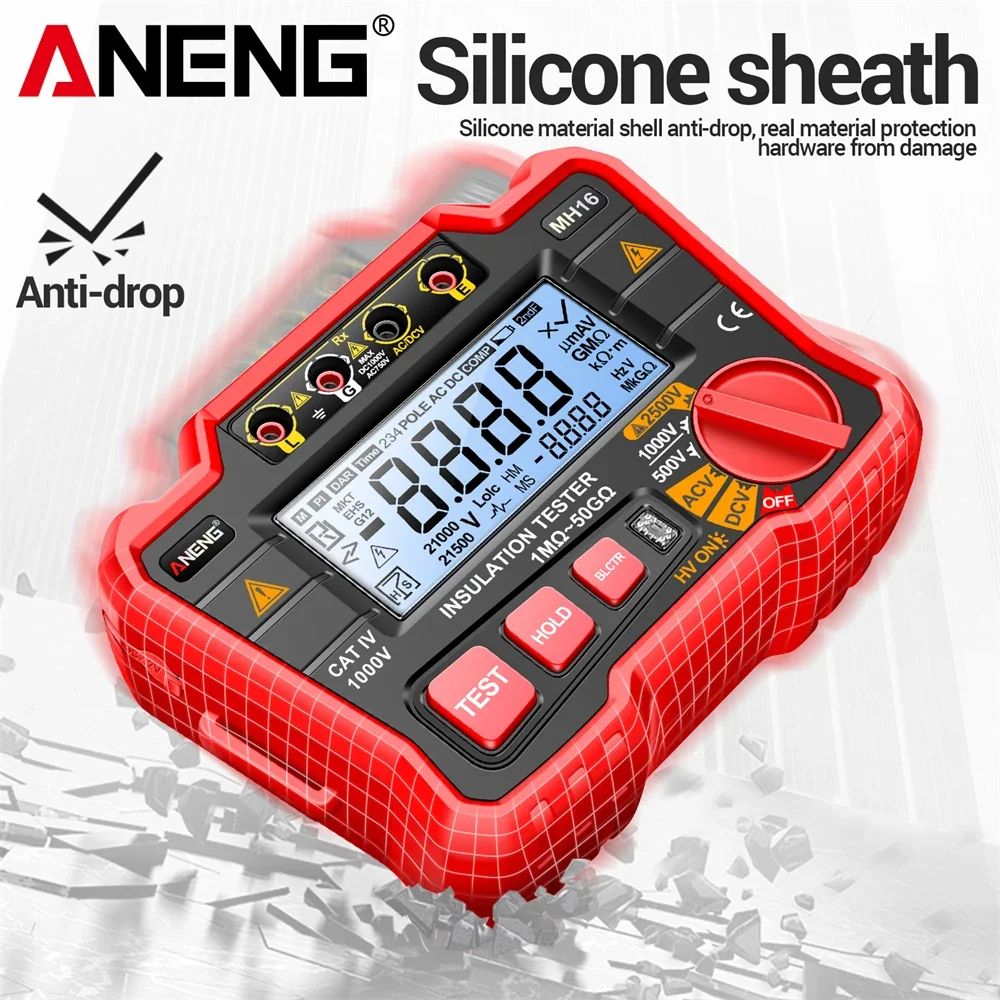 ANENG MH16 Megohmmeter Ohm Tester Digital Megometro Insulation Earth High Voltage Resistance Meter Megohmmeter Tester Tool